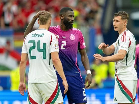 Marton Dardai (Ungarn, 24), Antonio Ruediger (Deutschland 02), Willi Orban (Ungarn, 06), GER, Germany (GER) vs. Ungarn (HUN), Fussball Europameisterschaft, UEFA EURO, EM, Europameisterschaft,Fussball 2024, Gruppe A, 2. Spieltag, 19.06.2024, GER, Germany (GER) vs. Ungarn (HUN), Fussball Europameisterschaft, UEFA EURO 2024, Gruppe A, 2. Spieltag, 19.06.2024 Stuttgart Copyright: xEibner-Pressefoto SaschaxWaltherx EP_EER