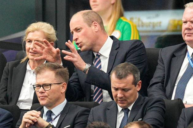 Prince William, Prince of Wales and President of The FA watches from the stands Denmark v England, UEFA European Championship, EM, Europameisterschaft 2024, Group C, Football, Frankfurt Arena, Frankfurt, Germany, 20 Jun 2024 EDITORIAL USE ONLY No use with unauthorised audio, video, data, fixture lists, club league logos or live services. Online in-match use limited to 120 images, no video emulation. No use in betting, games or single club league player publications. Copyright: xDavexShopland Shutterstockx 14543694bk