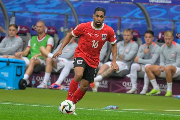 GER, Berlin, Fussball, Poland vs Austria, Gruppe D, Gruppenphase, UEFA EURO, EM, Europameisterschaft,Fussball 2024, MD3, SP, Olympia - Stadion Berlin, Phillipp Mwene (Austria),, 21.06. 2024, Copyright: HMBxMedia UwexKoch