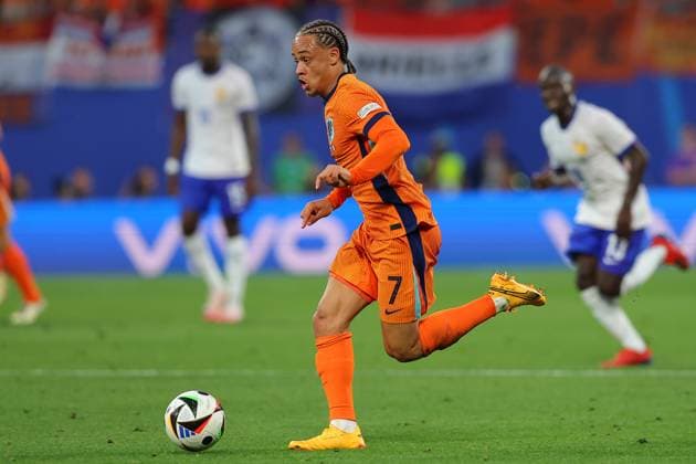 Niederlande - Frankreich UEFA EURO, EM, Europameisterschaft,Fussball 2024 Leipzig, 21.06.2024, Leipzig Stadium, UEFA EURO 2024 Germany , Gr. D Vorrunde , Niederlande - Frankreich , Im Bild: Xavi Simons (7, Niederlande) ,