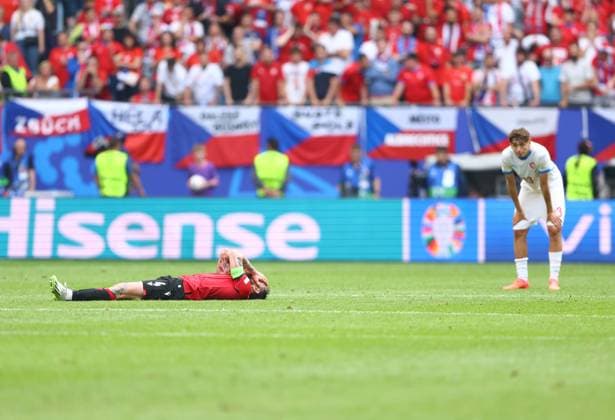 Guram Kashia of Georgia shows a look of dejection at full time Georgia v Czechia, UEFA European Championship, EM, Europameisterschaft 2024, Group F, Football, Volksparkstadion, Hamburg, Germany, 22 Jun 2024 EDITORIAL USE ONLY No use with unauthorised audio, video, data, fixture lists, club league logos or live services. Online in-match use limited to 120 images, no video emulation. No use in betting, games or single club league player publications. Copyright: xKieranxMcManus Shutterstockx 14548025cq