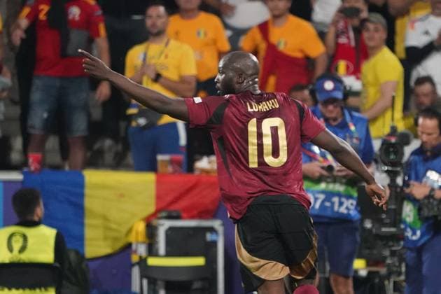 EURO 2024, Fussball, UEFA EURO, EM, Europameisterschaft,Fussball 2024, EM 2024, Gruppenphase, Gruppe E, Belgien-Rumänien KoelnStadion, Köln Romelu Lukaku Belgien ,Aktion, Einzelbild