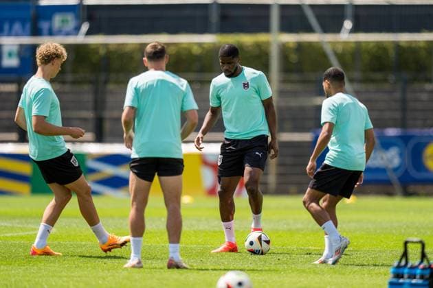 EURO 2024, Nationalteam Österreich, Training SOCCER - UEFA EURO, EM, Europameisterschaft,Fussball 2024 BERLIN,GERMANY,24.JUN.24 - UEFA EURO 2024, group stage, Austria vs Netherlands, preview, training Team AUT. Image shows Leopold Querfeld and Kevin Danso (AUT). GEPAxpictures xJohannesxFriedl