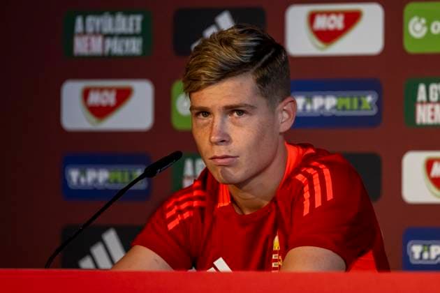 Kevin Csoboth (23, Ungarn) GER, Pressekonferenz Ungarische Nationalmannschaft, Fussball, Euro, UEFA, 24.06.2024, GER, Pressekonferenz Ungarische Nationalmannschaft, Fussball, Euro, UEFA, 24.06.2024 Weiler im Allgaeu Copyright: xEibner-Pressefoto FlorianxWolfx EP_FWF