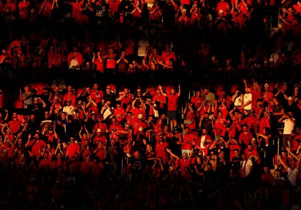 Albanian fans in their seats ahead of kick off Albania v Spain, UEFA European Championship, EM, Europameisterschaft 2024, Group B, Football, Dusseldorf Arena, Dusseldorf, Germany, 24 Jun 2024 EDITORIAL USE ONLY No use with unauthorised audio, video, data, fixture lists, club league logos or live services. Online in-match use limited to 120 images, no video emulation. No use in betting, games or single club league player publications. Copyright: xKieranxMcManus Shutterstockx 14551047j