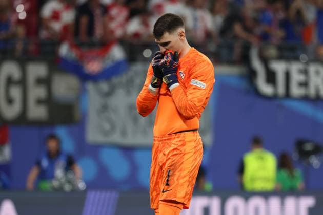 Kroatien - Italien UEFA EURO, EM, Europameisterschaft,Fussball 2024 Leipzig, 24.06.2024, Leipzig Stadium, UEFA EURO 2024 Germany, Gr. F Vorrunde , Kroatien (CRO) vs. ITALIEN (ITA) , Im Bild: Torwart Dominik Livakovic (1, Kroatien) ,