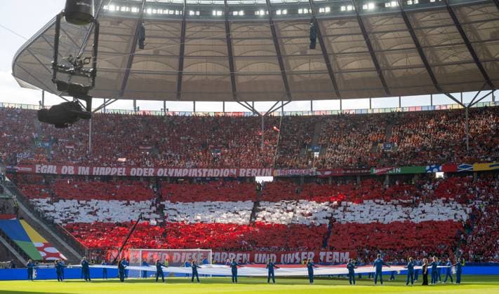 Fussball, Herren, Saison 2023 24, UEFA EURO, EM, Europameisterschaft,Fussball EM 2024, Gruppe D (3. Spieltag) in Berlin, Niederlande - Österreich, Fans von Österreich, 25.06. 2024, Copyright: xMatthiasxKochx