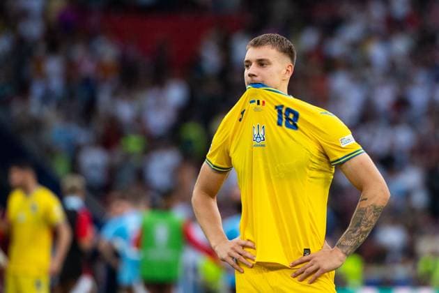 Volodymyr Brazhko (Ukraine, 18) ist enttauescht ueber das Unentschieden und ausscheiden aus dem Turnier, GER, Ukraine (UKR) vs Belgium (BEL), Fussball Europameisterschaft, UEFA EURO, EM, Europameisterschaft,Fussball 2024, Gruppe E, 3. Spieltag, 26.06.2024 GER, Ukraine (UKR) vs Belgium (BEL), Fussball Europameisterschaft, UEFA EURO 2024, Gruppe E, 3. Spieltag, 26.06.2024 Stuttgart Copyright: xEibner-Pressefoto Memmlerx EP_MMR