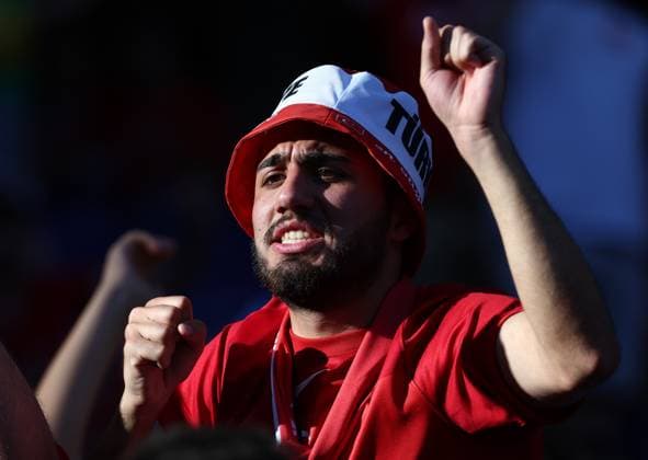 A Türkiye fan enjoys the pre game atmosphere Czechia v Turkiye, UEFA European Championship, EM, Europameisterschaft 2024, Group F, Football, Volksparkstadion, Hamburg, Germany - 26 Jun 2024 EDITORIAL USE ONLY No use with unauthorised audio, video, data, fixture lists, club league logos or live services. Online in-match use limited to 120 images, no video emulation. No use in betting, games or single club league player publications. Copyright: xMattxWest Shutterstockx 14555612x
