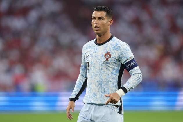 Cristiano Ronaldo of Portugal Georgia v Portugal, UEFA European Championship, EM, Europameisterschaft 2024, Group F, Football, Arena AufSchalke, Gelsenkirchen, Germany - 26 Jun 2024 EDITORIAL USE ONLY No use with unauthorised audio, video, data, fixture lists, club league logos or live services. Online in-match use limited to 120 images, no video emulation. No use in betting, games or single club league player publications. Copyright: xPaulxCurrie Shutterstockx 14555619bp