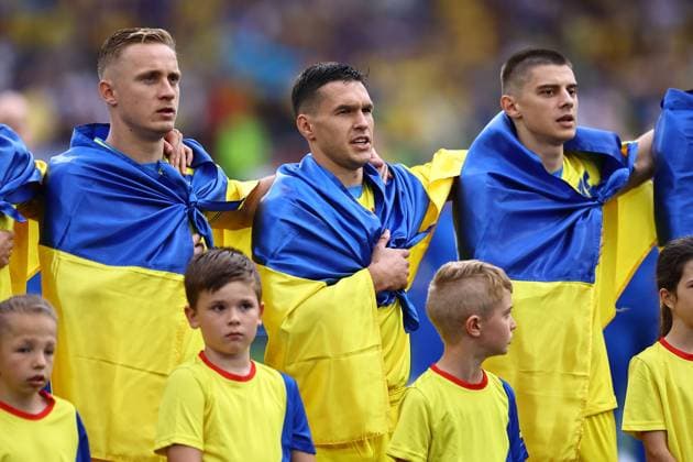 Oleksandr Tymchyk of Ukraine seen singing the national anthem Ukraine v Belgium, UEFA European Championship, EM, Europameisterschaft 2024, Group E, Football, Stuttgart Arena, Stuttgart, Germany - 26 Jun 2024 EDITORIAL USE ONLY No use with unauthorised audio, video, data, fixture lists, club league logos or live services. Online in-match use limited to 120 images, no video emulation. No use in betting, games or single club league player publications. Copyright: xMichaelxZemanek Shutterstockx 14555605ec