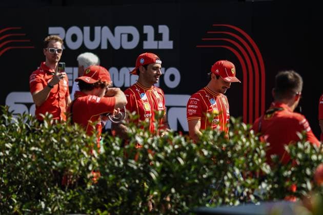 SAINZ Carlos (spa), Scuderia Ferrari SF-24, portrait LECLERC Charles (mco), Scuderia Ferrari SF-24, portrait during the Formula 1 Qatar Airways Austrian Grand Prix 2024, 11th round of the 2024 Formula One World Championship, WM, Weltmeisterschaft from June 28 to 30, 2024 on the Red Bull Ring, in Spielberg, Austria - F1 - AUSTRIAN GRAND PRIX 2024 DPPI Panoramic 240629_R11_AUSTRIA_DP_XB3_8117