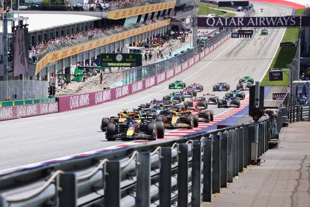 1Max Verstappen (Oracle Red Bull Racing, 01), 4Lando Norris (McLaren Formula 1 Team, 04), 81Oscar Piastri (McLaren Formula 1 Team, 81), 55Carlos Sainz (Scuderia Ferrari HP, 55), 63George Russell (Mercedes AMG Petronas Formula One Team, 63), 44Lewis Hamilton (Mercedes AMG Petronas Formula One Team, 44), 16Charles Leclerc (Scuderia Ferrari HP, 16), 10Pierre Gasly (BWT Alpine F1 Team, 10), Sprint Rennen, AUT, Oesterreich, Formel 1 Weltmeisterschaft, Austrian Grand Prix, 29.06.2024 AUT, Formel 1, Red Bull Ring, Austrian Grand Prix Spielberg Copyright: xEibner-Pressefoto Grafx EP_AGF