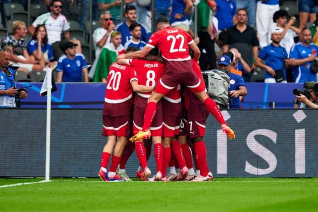 Schweiz Jubel zum 2:0, GER, UEFA EURO, EM, Europameisterschaft,Fussball 2024, Fussball Herren, UEFA EM 2024, Achtelfinale, Round of 16, Schweiz vs. Italien, Switzerland vs. Italy, 29.06.2024. GER, UEFA Euro 2024, Fussball Herren, UEFA EM 2024, Achtelfinale, Round of 16, Schweiz vs. Italien, Switzerland vs. Italy, 29.06.2024. Berlin Copyright: xEibner-Pressefotox xClaudiusxRauchx EP_CRH