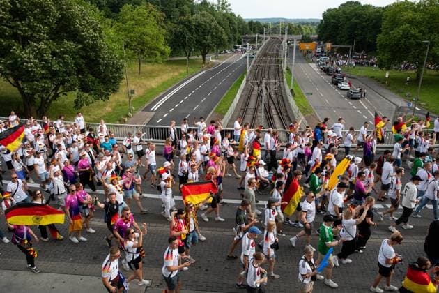 Fanwalk der Fans zum Stadion am Westfalenpark Westfalenhalle, GER, Germany (GER) vs Denmark (DEN), Fussball Europameisterschaft, UEFA EURO, EM, Europameisterschaft,Fussball 2024, Round of 16, 29.06.2024 GER, Germany (GER) vs Denmark (DEN), Fussball Europameisterschaft, UEFA EURO 2024, Round of 16, 29.06.2024 Dortmund Copyright: xEibner-Pressefoto Memmlerx EP_MMR