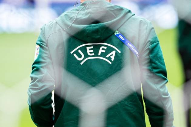 Rueckenlogo UEFA durch das Tornetz GER, Rumaenien (ROM) vs. Niederlande (NED), Fussball Europameisterschaft, UEFA EURO, EM, Europameisterschaft,Fussball 2024, Achtelfinale, 02.07.2024 GER, Rumaenien (ROM) vs. Niederlande (NED), Fussball Europameisterschaft, UEFA EURO 2024, Achtelfinale, 02.07.2024 Muenchen Copyright: xEibner-Pressefoto RogerxBuerkex EP