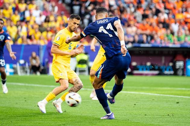 Tor fuer die Niederlande 1:0 durch Cody Gakpo (Niederlande, 11) jubel im Team GER, Rumaenien (ROM) vs. Niederlande (NED), Fussball Europameisterschaft, UEFA EURO, EM, Europameisterschaft,Fussball 2024, Achtelfinale, 02.07.2024 GER, Rumaenien (ROM) vs. Niederlande (NED), Fussball Europameisterschaft, UEFA EURO 2024, Achtelfinale, 02.07.2024 Muenchen Copyright: xEibner-Pressefoto RogerxBuerkex EP