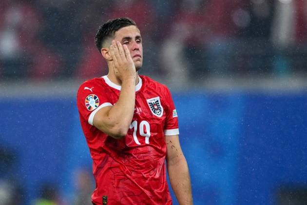 Christoph Baumgartner (Oesterreich, 19) ist enttauescht ueber die Niederlage, GER, Austria (AUT) vs Tuerkiye (TUR), Fussball Europameisterschaft, UEFA EURO, EM, Europameisterschaft,Fussball 2024, Round of 16, 02.07.2024 GER, Austria (AUT) vs Tuerkiye (TUR), Fussball Europameisterschaft, UEFA EURO 2024, Round of 16, 02.07.2024 Leipzig Copyright: xEibner-Pressefoto Memmlerx EP_MMR