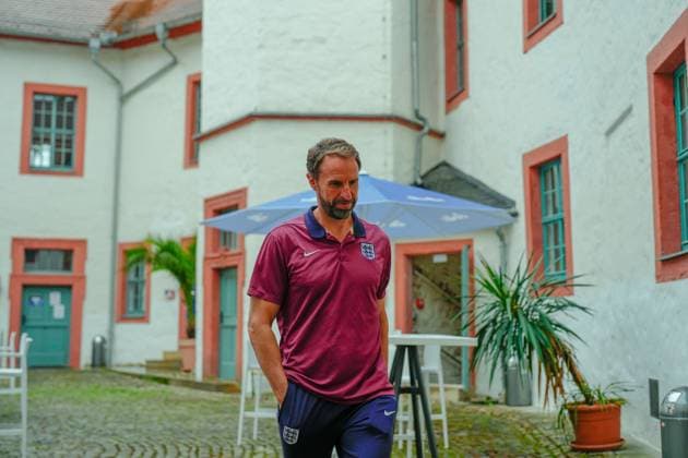 Gareth Southgate manager of England at media centre England press conference, PK, Pressekonferenz UEFA European Championship, EM, Europameisterschaft 2024, Quarter Final, Football, Spa & Golf Resort Weimarer Land, Blankenhain, Germany, 04 Jul 2024 EDITORIAL USE ONLY No use with unauthorised audio, video, data, fixture lists, club league logos or live services. Online in-match use limited to 120 images, no video emulation. No use in betting, games or single club league player publications. Copyright: xDavexShopland Shutterstockx 14568238o
