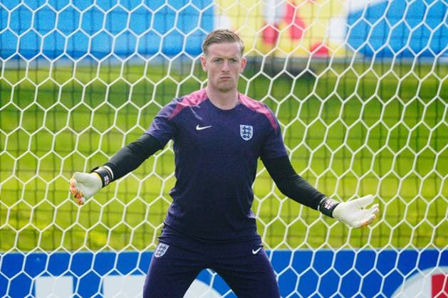 EURO 2024, Nationalteam England Training Jordan Pickford of England England Training, UEFA European Championship, EM, Europameisterschaft 2024, Quarter Final, Football, Spa & Golf Resort Weimarer Land, Blankenhain, Germany, 05 Jul 2024 EDITORIAL USE ONLY No use with unauthorised audio, video, data, fixture lists, club league logos or live services. Online in-match use limited to 120 images, no video emulation. No use in betting, games or single club league player publications. Copyright: xDavexShopland Shutterstockx 14568246e