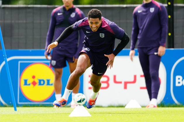 EURO 2024, Nationalteam England Training Jude Bellingham of England England Training, UEFA European Championship, EM, Europameisterschaft 2024, Quarter Final, Football, Spa & Golf Resort Weimarer Land, Blankenhain, Germany, 05 Jul 2024 EDITORIAL USE ONLY No use with unauthorised audio, video, data, fixture lists, club league logos or live services. Online in-match use limited to 120 images, no video emulation. No use in betting, games or single club league player publications. Copyright: xDavexShopland Shutterstockx 14568246r