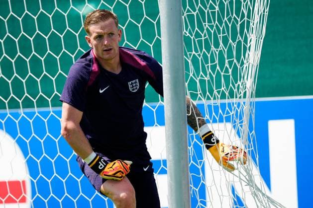 Jordan Pickford of England England Training, UEFA European Championship, EM, Europameisterschaft 2024, Semi Final, Football, Spa & Golf Resort Weimarer Land, Blankenhain, Germany, 09 Jul 2024 EDITORIAL USE ONLY No use with unauthorised audio, video, data, fixture lists, club league logos or live services. Online in-match use limited to 120 images, no video emulation. No use in betting, games or single club league player publications. Copyright: xDavexShopland Shutterstockx 14576868i