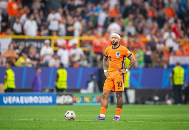 Fussball, Herren, Saison 2023 24, UEFA EURO, EM, Europameisterschaft,Fussball EM 2024, Halbfinale in Dortmund, Niederlande - England, Memphis Depay (Niederlande), 10.07. 2024, Copyright: xSebastianxRäppold MatthiasxKochx
