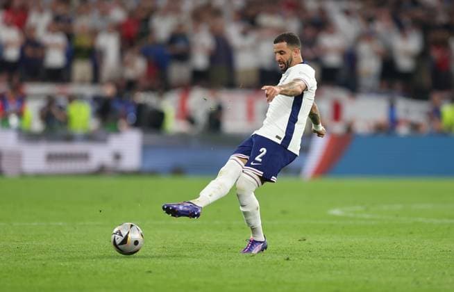 10.07.2024, Fussball Europameisterschaft, UEFA EURO, EM, Europameisterschaft,Fussball 2024, Niederlande - England, Halbfinale, BVB Stadion Dortmund, v.l., Kyle Walker (England) Copyright: HMBxMedia