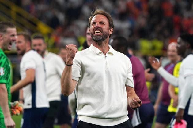 Nationalmannschaft, Fussball, UEFA Euro2024, EM 2024,Halbfinale,Semifinal, Dortmund, Niederlande-England Gareth Southgate, Trainer Coch , England, Aktion, Einzelbild