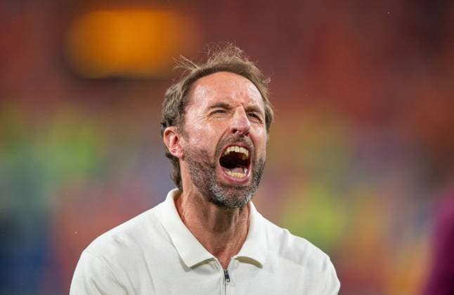 Fussball, Herren, Saison 2023 24, UEFA EURO, EM, Europameisterschaft,Fussball EM 2024, Halbfinale in Dortmund, Niederlande - England, Trainer Gareth Southgate (England), Jubel nach Abpfiff, 10.07. 2024, Copyright: xSebastianxRäppold MatthiasxKochx