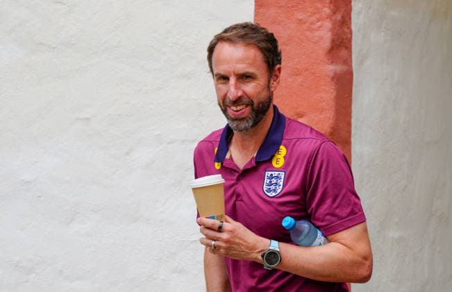 Gareth Southgate manager of England arrives for press conference, PK, Pressekonferenz England Press Conference, UEFA European Championship, EM, Europameisterschaft 2024, Final, Football, Spa & Golf Resort Weimarer Land, Blankenhain, Germany, 12 Jul 2024 EDITORIAL USE ONLY No use with unauthorised audio, video, data, fixture lists, club league logos or live services. Online in-match use limited to 120 images, no video emulation. No use in betting, games or single club league player publications. Copyright: xDavexShopland Shutterstockx 14583689f