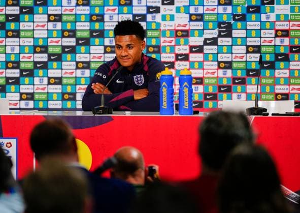 Ollie Watkins of England press conference, PK, Pressekonferenz England Press Conference, UEFA European Championship, EM, Europameisterschaft 2024, Final, Football, Spa & Golf Resort Weimarer Land, Blankenhain, Germany, 12 Jul 2024 EDITORIAL USE ONLY No use with unauthorised audio, video, data, fixture lists, club league logos or live services. Online in-match use limited to 120 images, no video emulation. No use in betting, games or single club league player publications. Copyright: xDavexShopland Shutterstockx 14583689u