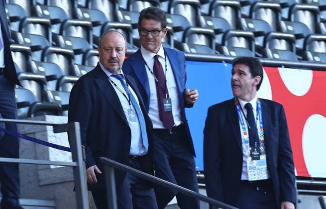Rafael Benitez, Aitor Karanka and Fabio Capello Spain v England, UEFA European Championship, EM, Europameisterschaft 2024, Final, Football, Olympiastadion, Berlin, Germany, 14 Jul 2024 EDITORIAL USE ONLY No use with unauthorised audio, video, data, fixture lists, club league logos or live services. Online in-match use limited to 120 images, no video emulation. No use in betting, games or single club league player publications. Copyright: xMichaelxZemanek Shutterstockx 14583343l