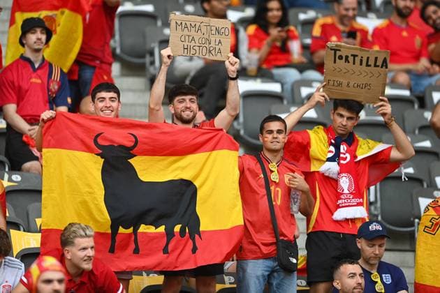 Fussball, Herren, Saison 2023 24, UEFA EURO, EM, Europameisterschaft,Fussball EM 2024, Finale in Berlin, Spanien - England, Fans von Spanien , 14.07. 2024, Copyright: xSebastianxRäppold MatthiasxKochx