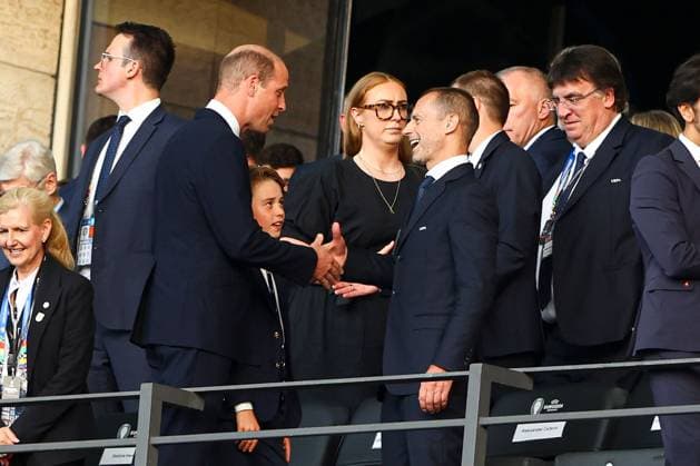 Prince William, Prince of Wales and The FA President and Prince George, Prince of Wales Spain v England, UEFA European Championship, EM, Europameisterschaft 2024, Final, Football, Olympiastadion, Berlin, Germany, 14 Jul 2024 EDITORIAL USE ONLY No use with unauthorised audio, video, data, fixture lists, club league logos or live services. Online in-match use limited to 120 images, no video emulation. No use in betting, games or single club league player publications. Copyright: xKieranxMcManus Shutterstockx 14583341bb