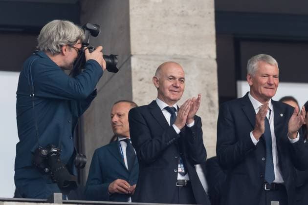 Fussball, Herren, Saison 2023 24, UEFA EURO, EM, Europameisterschaft,Fussball EM 2024, Finale in Berlin, Spanien - England, Präsident Bernd Neuendorf (Deutscher Fußball-Bund, DFB) , 14.07. 2024, Copyright: xSebastianxRäppold MatthiasxKochx