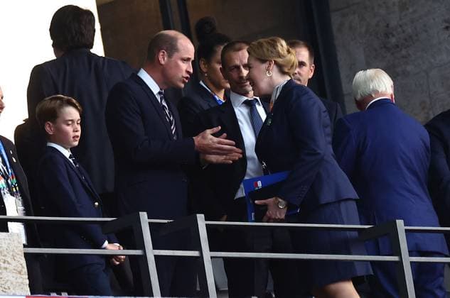 Prince William, Prince of Wales and The FA President with Prince George, Prince of Wales and UEFA President Aleksander Ceferin Spain v England, UEFA European Championship, EM, Europameisterschaft 2024, Final, Football, Olympiastadion, Berlin, Germany, 14 Jul 2024 EDITORIAL USE ONLY No use with unauthorised audio, video, data, fixture lists, club league logos or live services. Online in-match use limited to 120 images, no video emulation. No use in betting, games or single club league player publications. Copyright: xMichaelxZemanek Shutterstockx 14583343bd