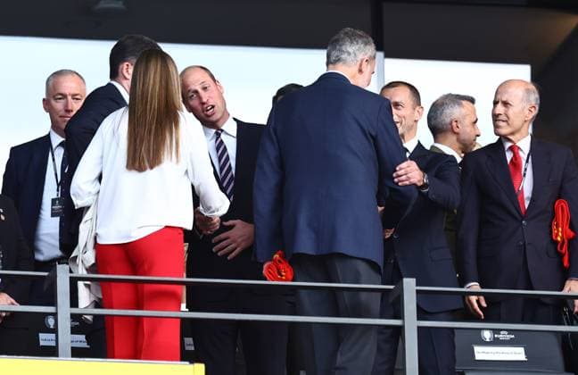 Prince William, Prince of Wales and The FA President with UEFA President Aleksander Ceferin and King Felipe VI of Spain and Her Royal Highness the Infanta Sofia Spain v England, UEFA European Championship, EM, Europameisterschaft 2024, Final, Football, Olympiastadion, Berlin, Germany, 14 Jul 2024 EDITORIAL USE ONLY No use with unauthorised audio, video, data, fixture lists, club league logos or live services. Online in-match use limited to 120 images, no video emulation. No use in betting, games or single club league player publications. Copyright: xMichaelxZemanek Shutterstockx 14583343bb