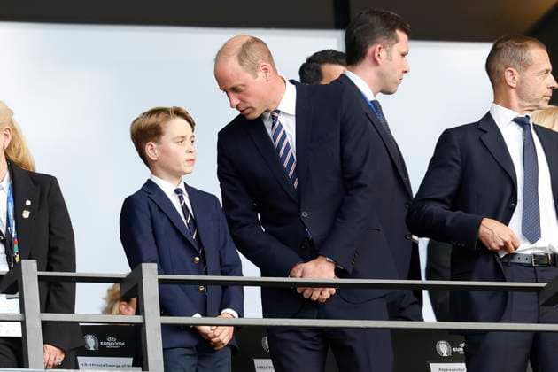 GER, Berlin, Fussball, Spanien vs England, Finale, Olympiastadion Berlin, UEFA EURO, EM, Europameisterschaft,Fussball 2024, Vor dem Final Spiel - Prinz William mit Sohn Williams George Alexander Louis of Wales, 14.07.2024, Copyright: HMBxMedia HeikoxBecker