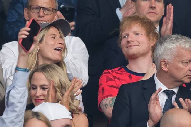 Fussball, Herren, Saison 2023 24, UEFA EURO, EM, Europameisterschaft,Fussball EM 2024, Finale in Berlin, Spanien - England, Sänger Ed Sheeran , 14.07. 2024, Copyright: xSebastianxRäppold MatthiasxKochx
