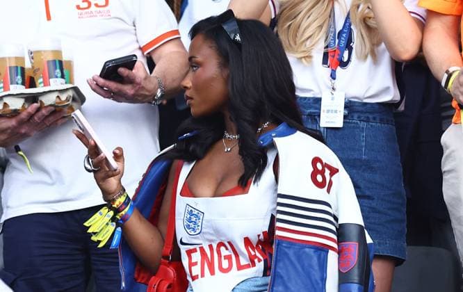 Tomali Benson, the partner Bukayo Saka of England Spain v England, UEFA European Championship, EM, Europameisterschaft 2024, Final, Football, Olympiastadion, Berlin, Germany, 14 Jul 2024 EDITORIAL USE ONLY No use with unauthorised audio, video, data, fixture lists, club league logos or live services. Online in-match use limited to 120 images, no video emulation. No use in betting, games or single club league player publications. Copyright: xMichaelxZemanek Shutterstockx 14583343cd