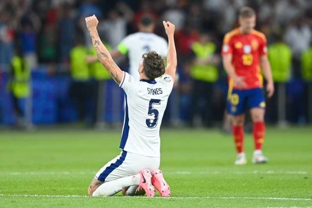Fussball, Herren, Saison 2023 24, UEFA EURO, EM, Europameisterschaft,Fussball EM 2024, Finale in Berlin, Spanien - England, John Stones (England) Torjubel, jubelt nach dem Tor zum 1:1 , 14.07. 2024, Copyright: xSebastianxRäppold MatthiasxKochx