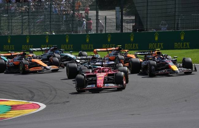 Formula 1 Rolex Belgian Grand Prix 2024 28.07.2024, Circuit de Spa-Francorchamps, Spa-Francorchhamps, Formula 1 Rolex Belgian Grand Prix 2024 , im Bild Charles Leclerc (MCO), Scuderia Ferrari HP, Sergio Perez (MEX), Oracle Red Bull Racing, Lewis Hamilton (GBR), Mercedes-AMG Petronas Formula One Team, Lando Norris (GBR), McLaren F1 Team, Oscar Piastri (AUS), George Russell (GBR)