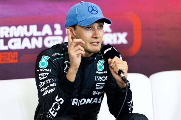 RUSSELL George (gbr), Mercedes AMG F1 Team W15, portrait press conference, PK, Pressekonferenz during the Formula 1 Rolex Belgian Grand Prix 2024, 14th round of the 2024 Formula One World Championship, WM, Weltmeisterschaft from July 26 to 28, 2024 on the Circuit de Spa-Francorchamps, in Stavelot, Belgium - F1 - BELGIAN GRAND PRIX 2024 DPPI Panoramic 240728_R14_BELGIO_DP_JFR63167.CR3_