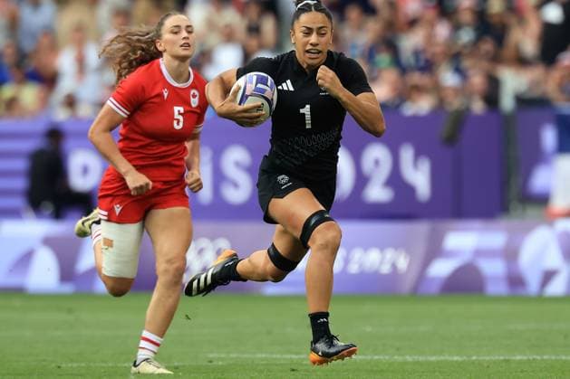OLY24 RUGBY SEVENS, Risi Pouri-Lane of New Zealand runs to scores a try during the Women s Gold Medal Rugby Sevens match between New Zealand and Canada at the Stade de France, as part of the 2024 Paris Olympic Games, Olympische Spiele, Olympia, OS in Saint-Denis, France, Tuesday, July 30, 2024. ( NO ARCHIVING, EDITORIAL USE ONLY, NO USE IN BOOKS WITHOUT CONSENT SAINT-DENIS FRANCE Copyright: xIAINxMCGREGORx 20240731135880119489