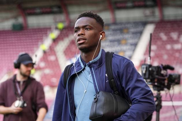 Rabbi Matondo of Rangers arrives at Tynecastle Park with team mates. Heart of Midlothian v Rangers, William Hill Premiership, Football, Tynecastle Park, Edinburgh, UK, 03 Aug 2024 EDITORIAL USE ONLY No use with unauthorised audio, video, data, fixture lists, club league logos or live services. Online in-match use limited to 120 images, no video emulation. No use in betting, games or single club league player publications. Copyright: xStuartxWallace Shutterstockx 14616615ah