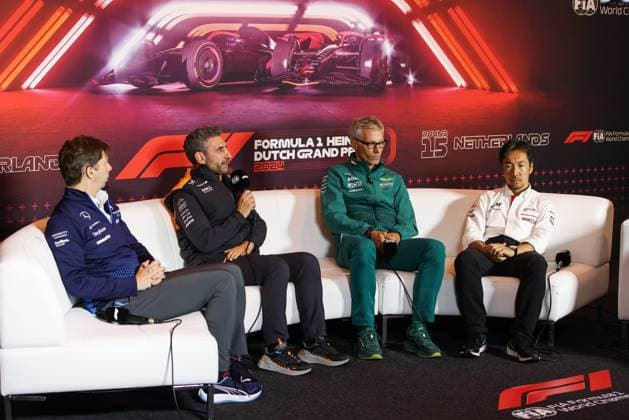 VOWLES James, Team Principal of Williams Racing, portrait STELLA Andrea (ita), Team Principal of McLaren F1 Team, portrait KRACK Mike (ger), Team Principal and CEO of Aston Martin F1 Team, portrait KOMATSU Ayao (jpn), Team Principal of Haas F1 team, portrait press conference, PK, Pressekonferenz during the Formula 1 Heineken Dutch Grand Prix 2024, 15th round of the 2024 Formula One World Championship, WM, Weltmeisterschaft from August 23 to 25, 2024 on the Circuit Zandvoort, in Zandvoort, Netherlands - F1 - DUTCH GRAND PRIX 2024 DPPI Panoramic 240823_R15_OLANDA_DP_XB5_0537