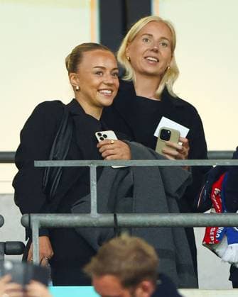 Olga Ahtinen of Tottenham Hotspur Women (L) and Eveliina Summanen of Tottenham Hotspur Women (R) watch from the stands England v Finland, UEFA Nations League, League B, Group 2, Football, Wembley Stadium, London, UK, 10 Sep 2024 EDITORIAL USE ONLY No use with unauthorised audio, video, data, fixture lists, club league logos or live services. Online in-match use limited to 120 images, no video emulation. No use in betting, games or single club league player publications. Copyright: xKieranxMcManus Shutterstockx 14706825bf