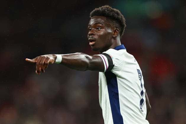 Bukayo Saka of England gives instructions England v Finland, UEFA Nations League, League B, Group 2, Football, Wembley Stadium, London, UK, 10 Sep 2024 EDITORIAL USE ONLY No use with unauthorised audio, video, data, fixture lists, club league logos or live services. Online in-match use limited to 120 images, no video emulation. No use in betting, games or single club league player publications. Copyright: xKieranxMcManus Shutterstockx 14706825bl