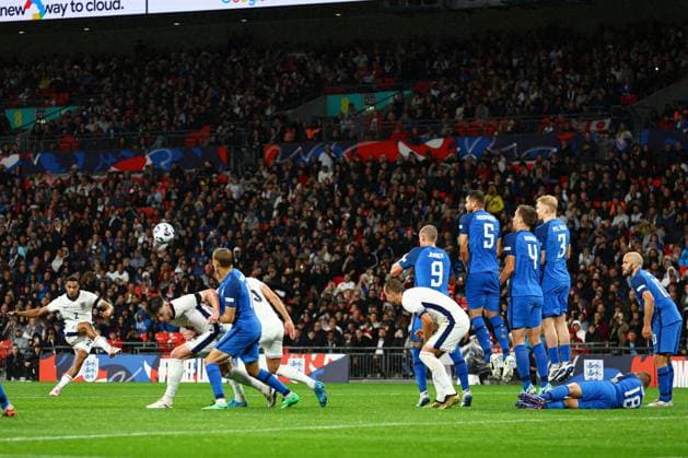 Trent Alexander-Arnold of England takes a free-kick but it goes wide England v Finland, UEFA Nations League, League B, Group 2, Football, Wembley Stadium, London, UK, 10 Sep 2024 EDITORIAL USE ONLY No use with unauthorised audio, video, data, fixture lists, club league logos or live services. Online in-match use limited to 120 images, no video emulation. No use in betting, games or single club league player publications. Copyright: xKieranxMcManus Shutterstockx 14706825cf